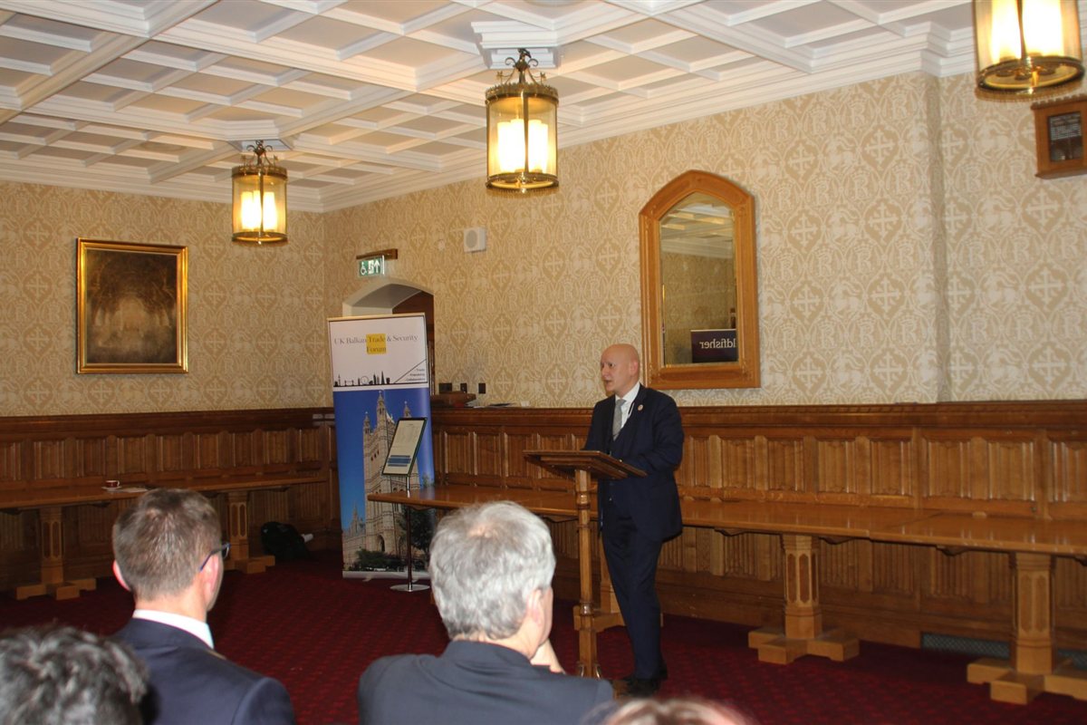 A Forum speaker addressing business delegates at the House of Lords