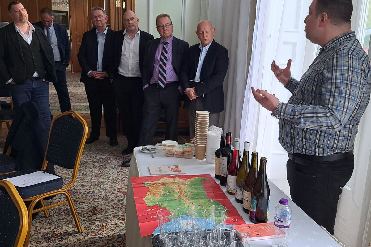 Business delegates in conversation at the Bulgarian Embassy